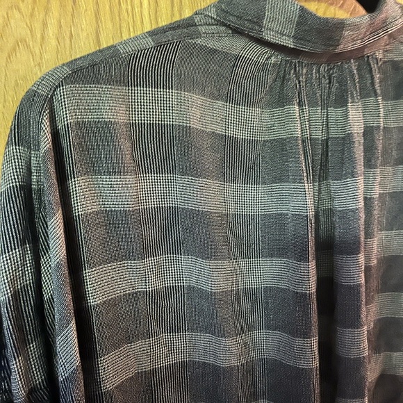 Free People Fawn over you plaid button down peasant shirt M - Picture 9 of 12